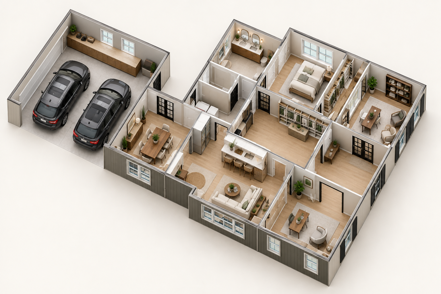 Isometric home floor plan and 3D layout